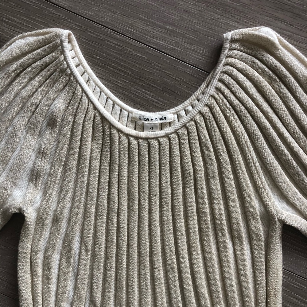 Alice + Olivia Wool Pleated Skater Dress - Picture 3 of 7
